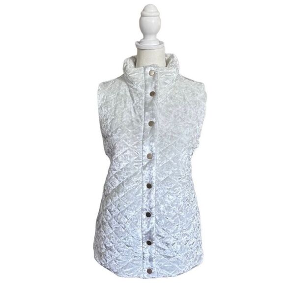 Charter Club Quilted Velvet Outdoor Gold Snap Closure Vest White Size Medium - Picture 1 of 12
